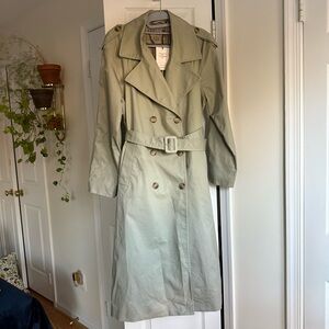 NWT & Other Stories Paris Atelier Sage Green Olive Belted Trench Coat Cotton